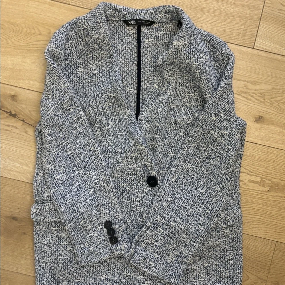 Zara Oversized Preppy Blazer Navy and White Blazer Classic Academia